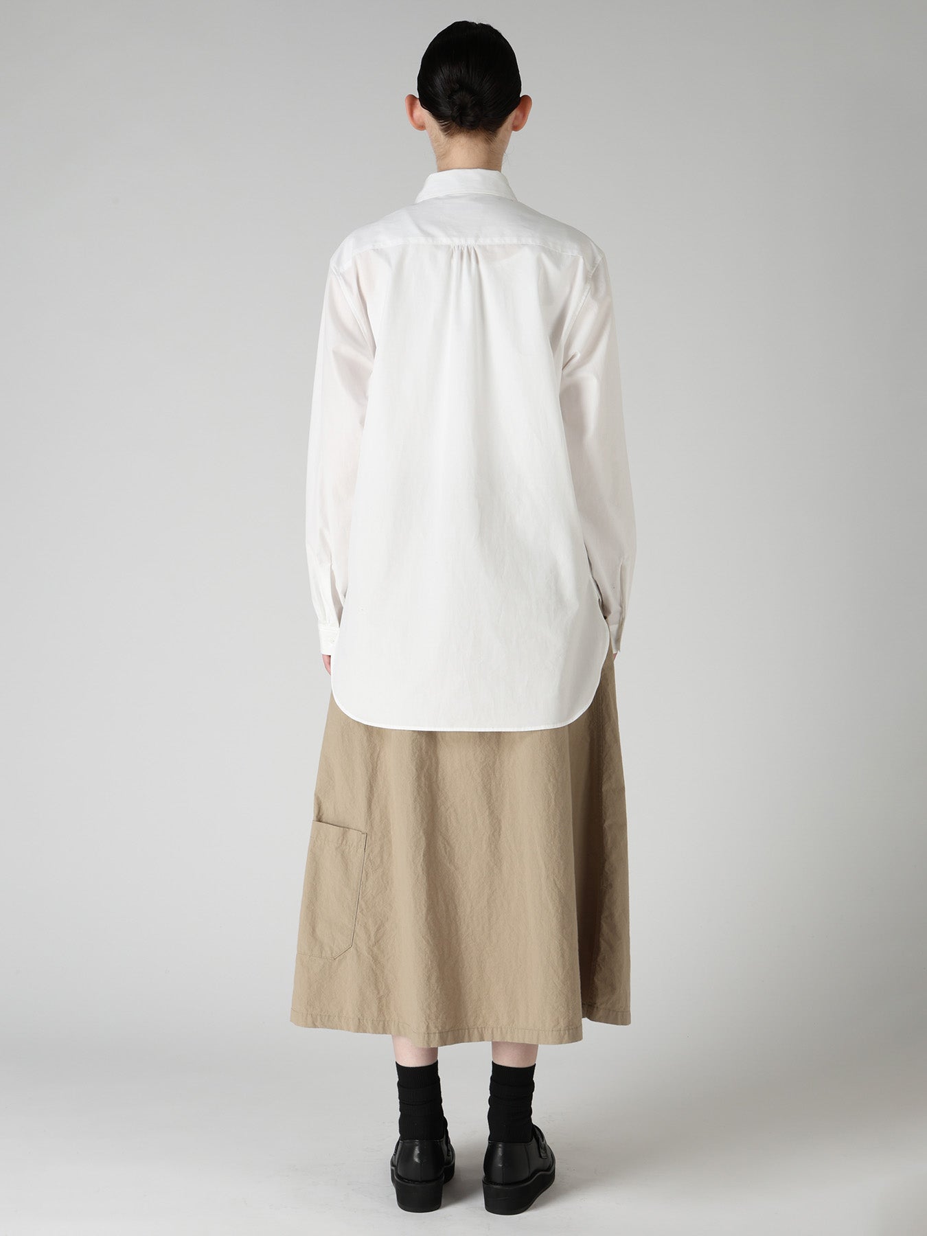 100/2 COTTON BROAD DOUBLE-FRONT GATHERED BLOUSE