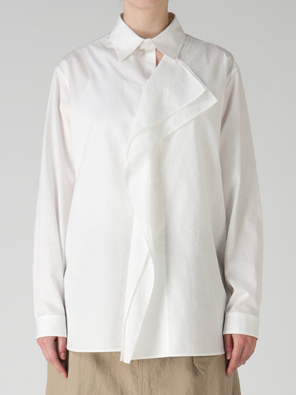 100/2 COTTON BROAD DOUBLE-FRONT GATHERED BLOUSE