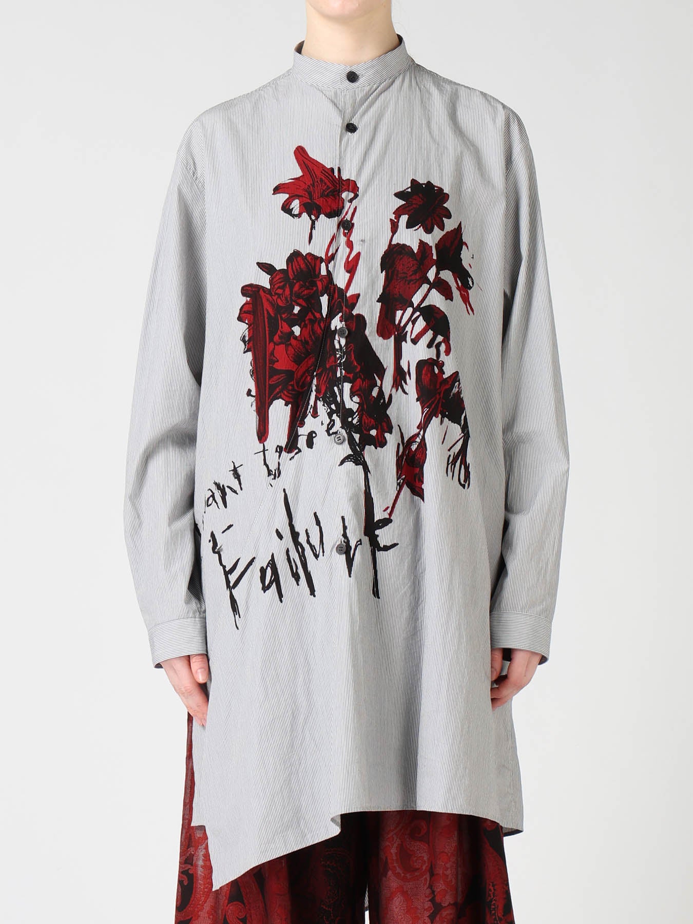 "I WANT TO SEE" STAND COLLAR ASYMMETRIC BLOUSE