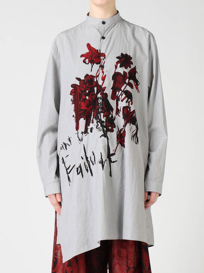 "I WANT TO SEE" STAND COLLAR ASYMMETRIC BLOUSE