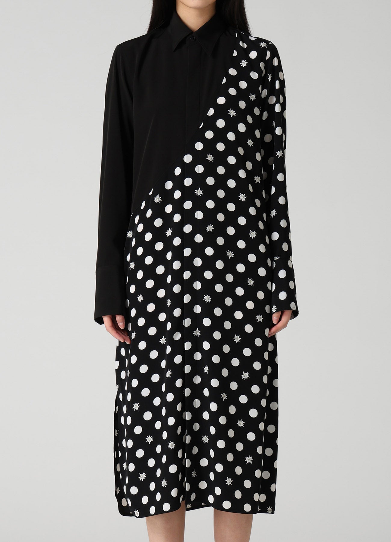DOT FLOWER PRINT PANEL BLOUSE