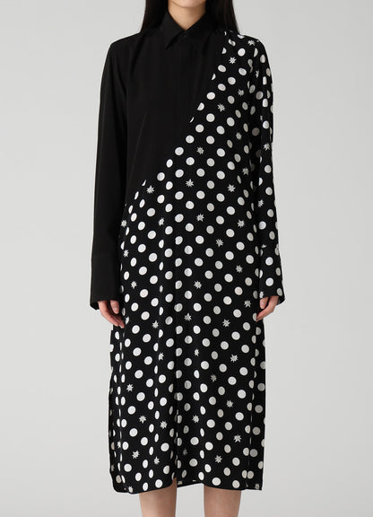 DOT FLOWER PRINT PANEL BLOUSE
