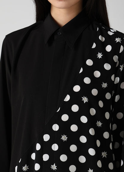 DOT FLOWER PRINT PANEL BLOUSE