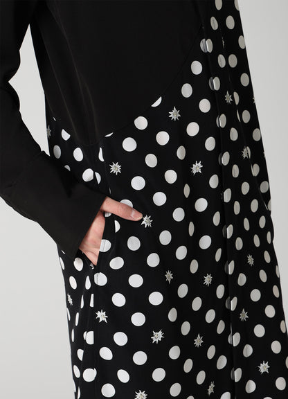 DOT FLOWER PRINT PANEL BLOUSE