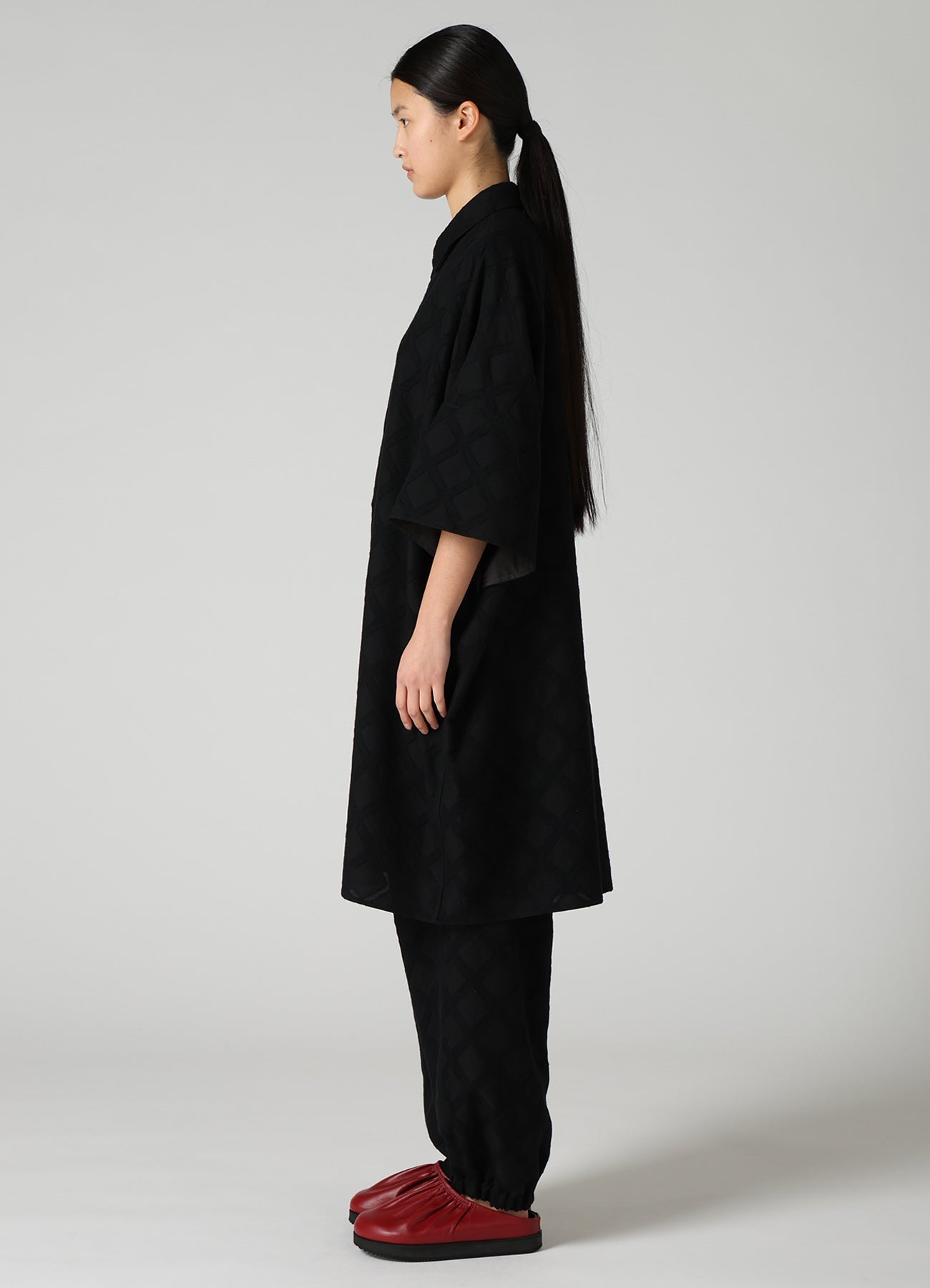 PLAID JACQUARD OVERSIZED BLOUSE