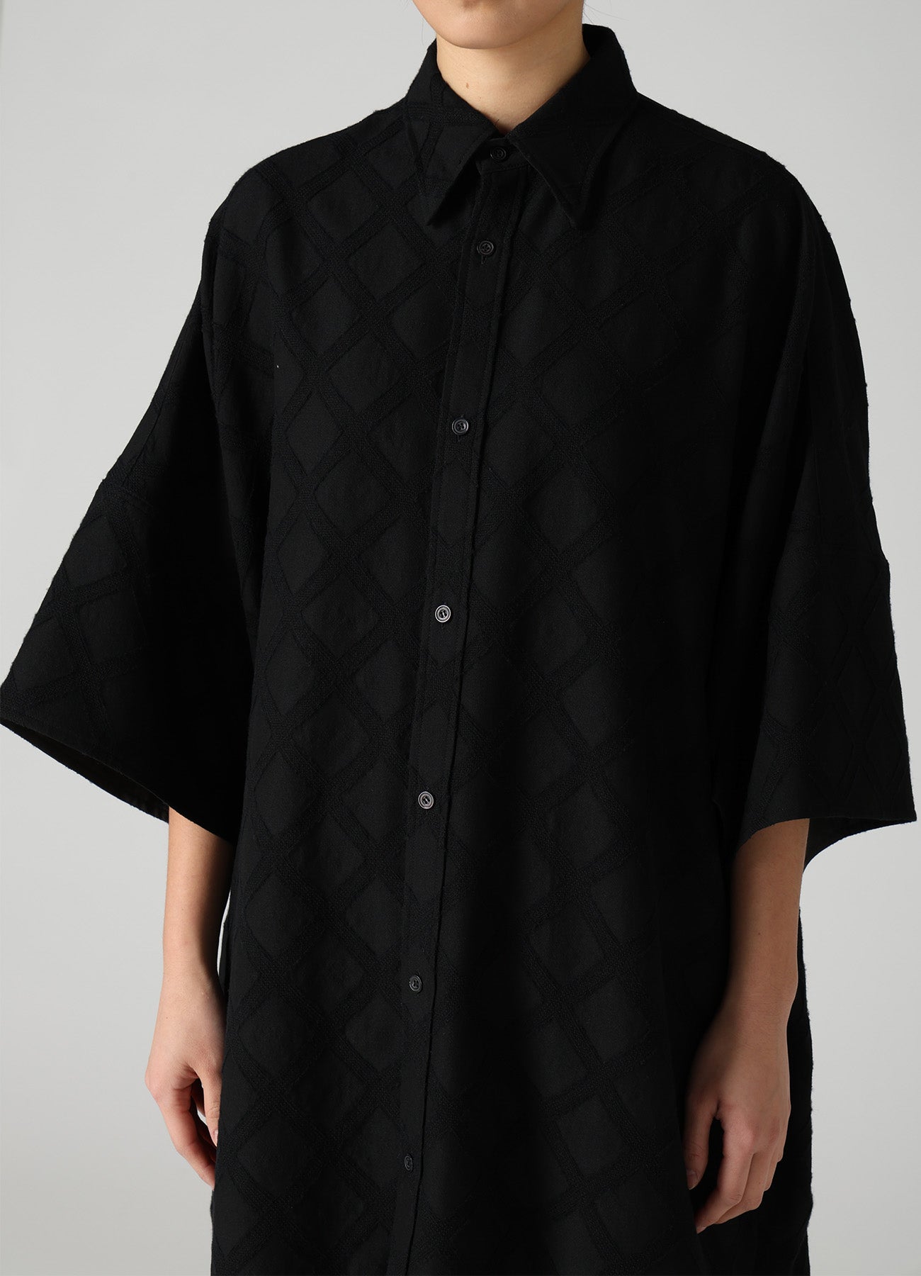 PLAID JACQUARD OVERSIZED BLOUSE