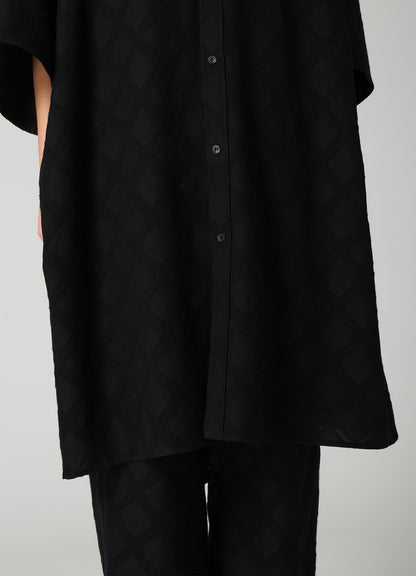 PLAID JACQUARD OVERSIZED BLOUSE