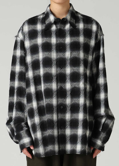 PLAID JACQUARD STAND COLLAR SHIRT