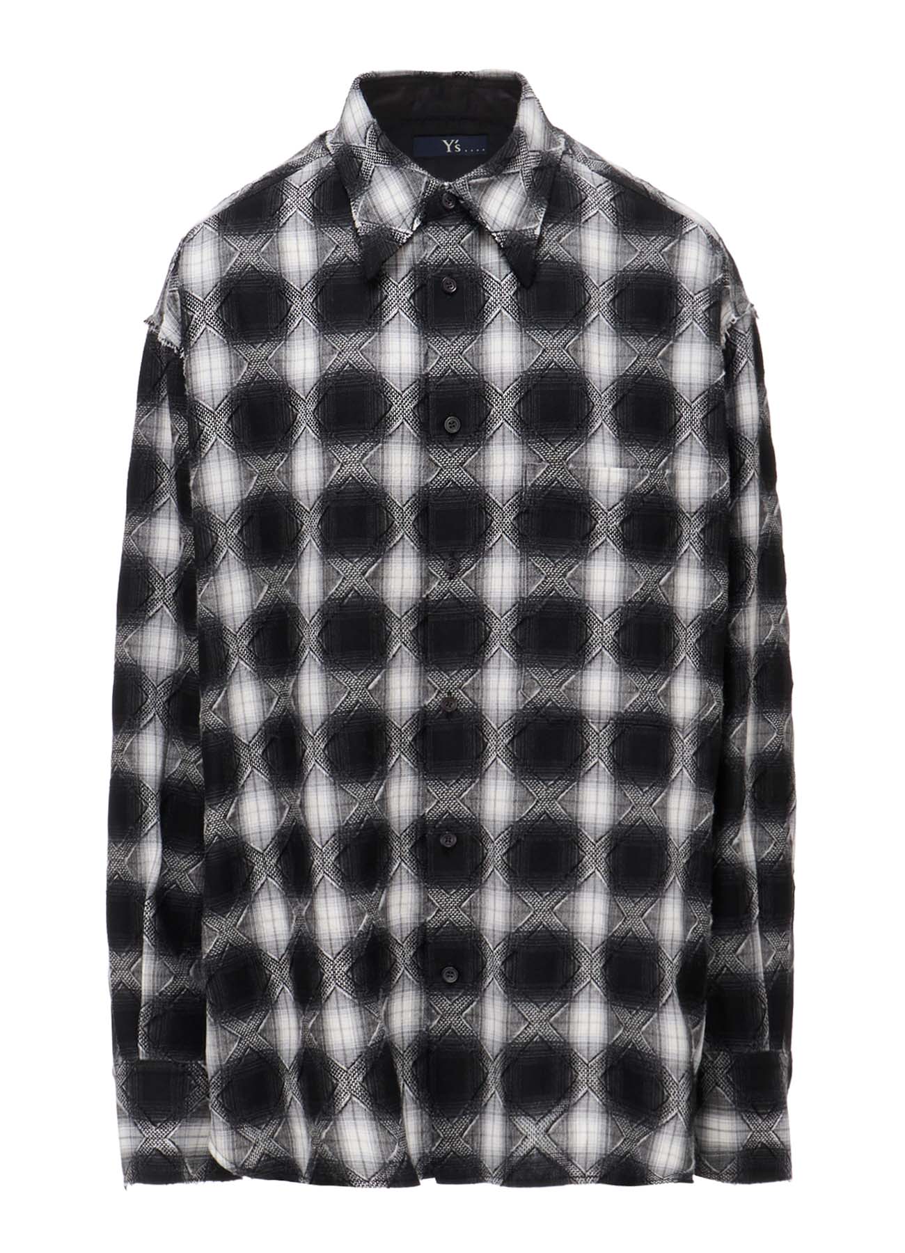 PLAID JACQUARD STAND COLLAR SHIRT