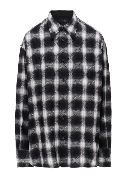 PLAID JACQUARD STAND COLLAR SHIRT