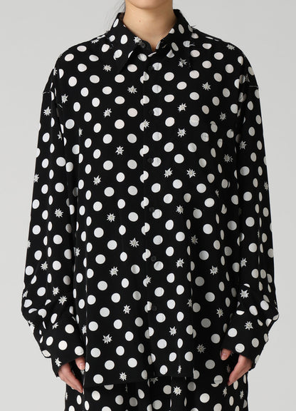 DOT FLOWER PRINT STAND COLLAR SHIRT