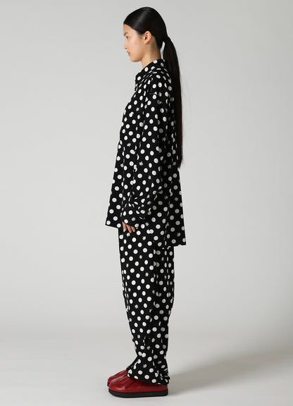 DOT FLOWER PRINT STAND COLLAR SHIRT
