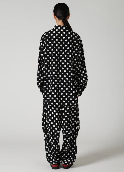 DOT FLOWER PRINT STAND COLLAR SHIRT