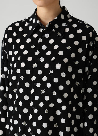 DOT FLOWER PRINT STAND COLLAR SHIRT