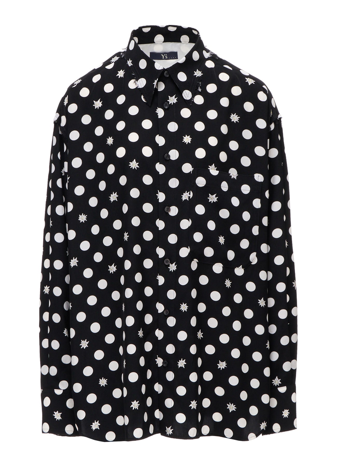 DOT FLOWER PRINT STAND COLLAR SHIRT