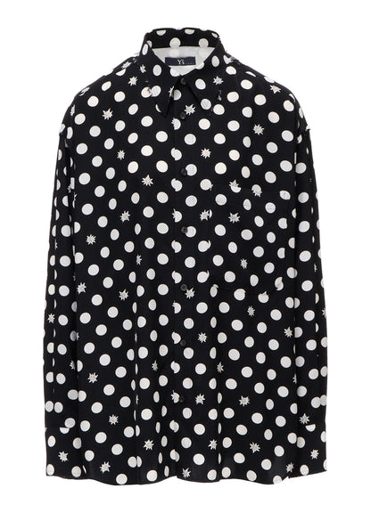 DOT FLOWER PRINT STAND COLLAR SHIRT
