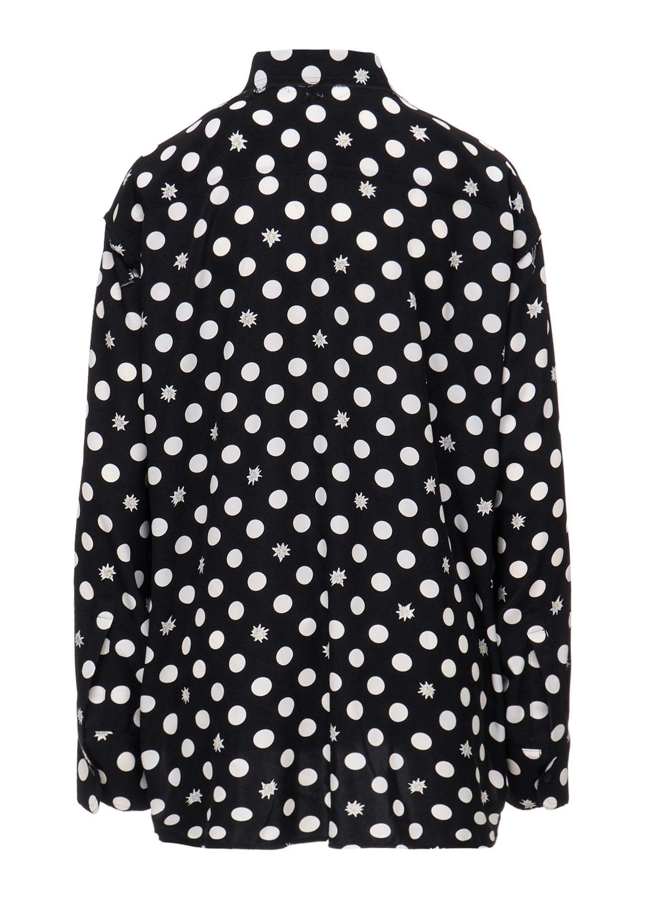 DOT FLOWER PRINT STAND COLLAR SHIRT
