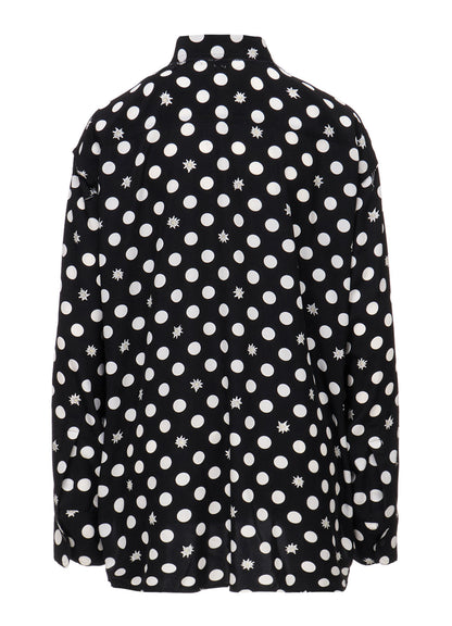 DOT FLOWER PRINT STAND COLLAR SHIRT