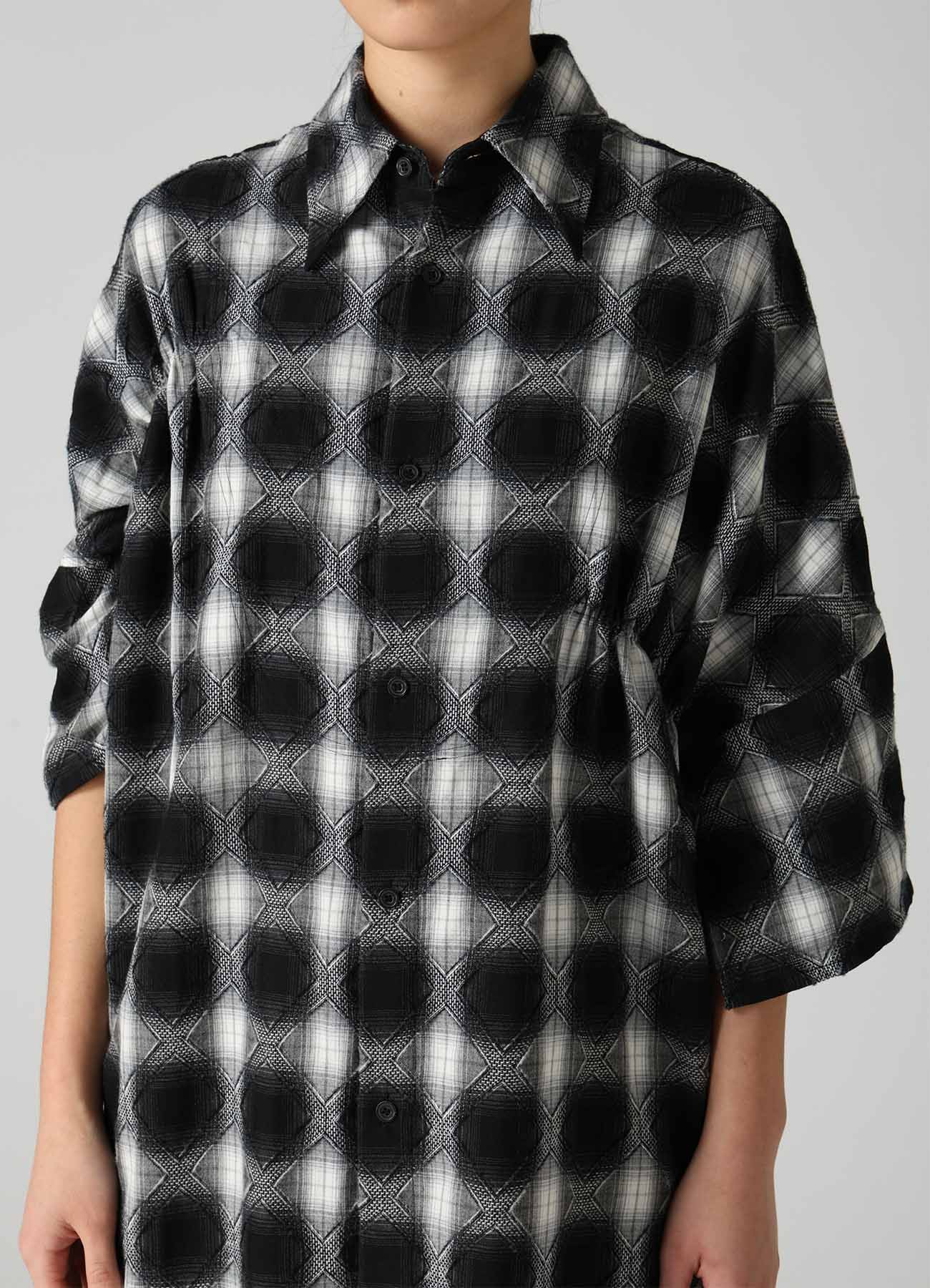 PLAID JACQUARD GATHERED OVERSIZED BLOUSE – THE SHOP YOHJI YAMAMOTO