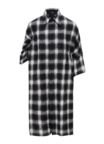 PLAID JACQUARD GATHERED OVERSIZED BLOUSE