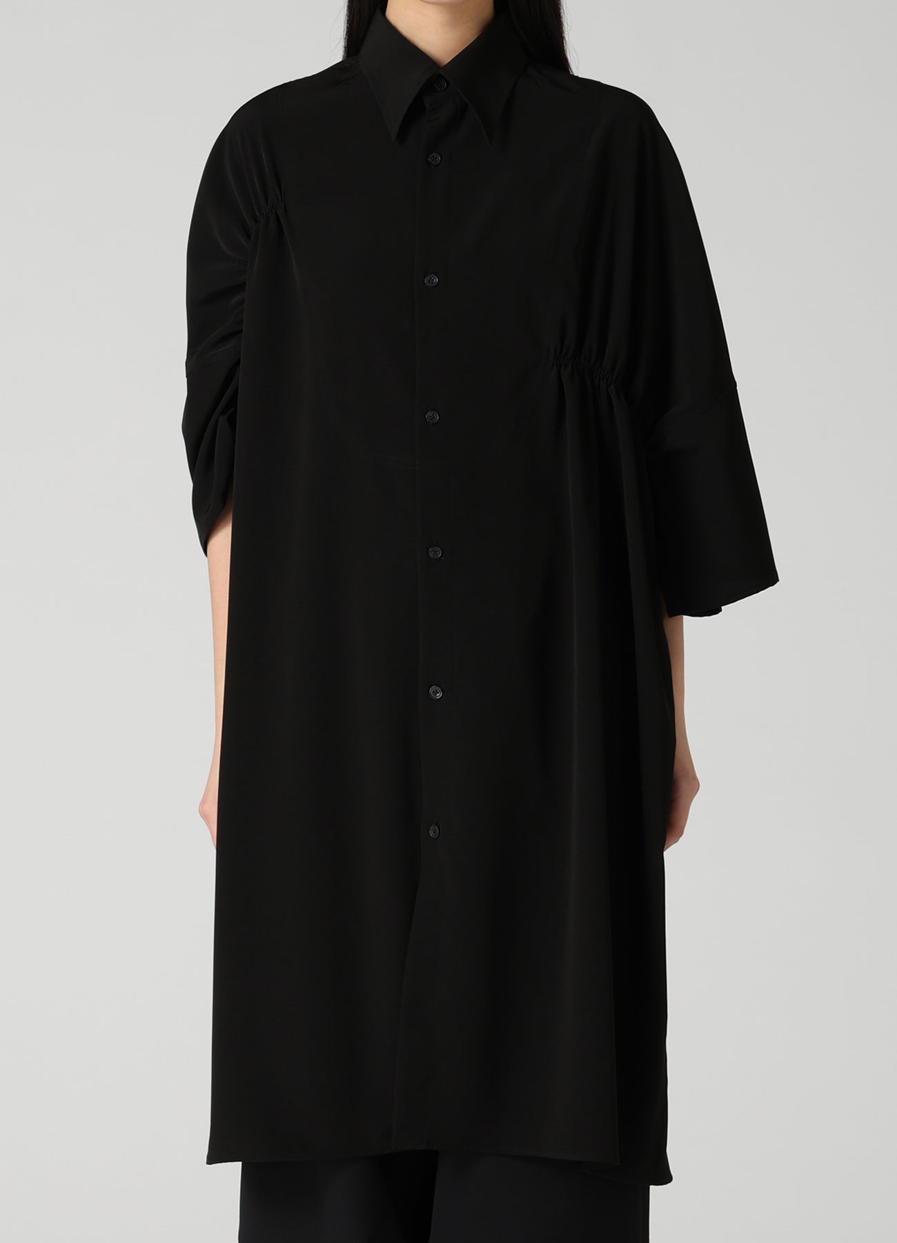 TA/PE SUPER VIYON TUSSER GATHERED OVERSIZED BLOUSE