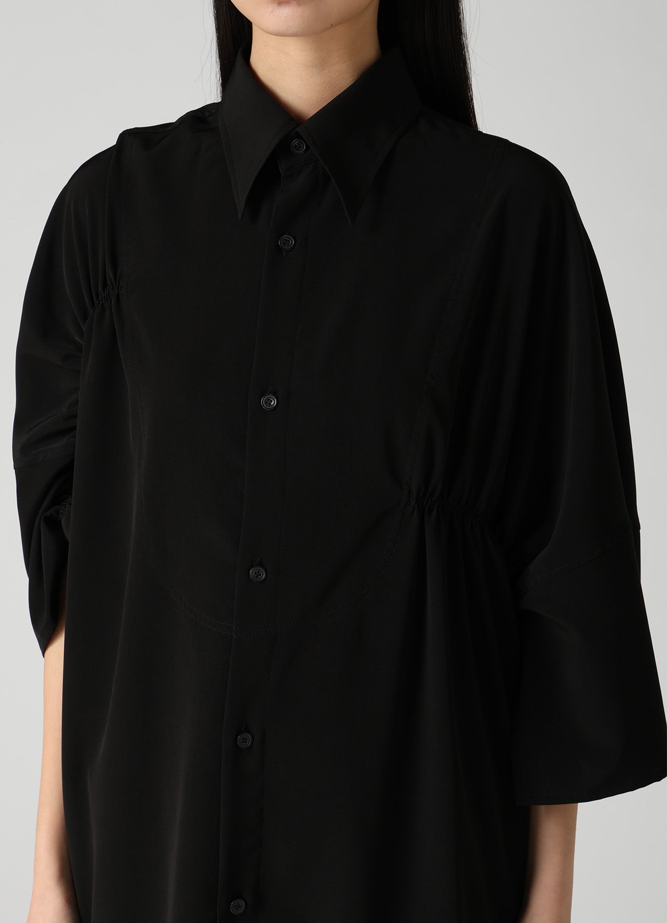 TA/PE SUPER VIYON TUSSER GATHERED OVERSIZED BLOUSE
