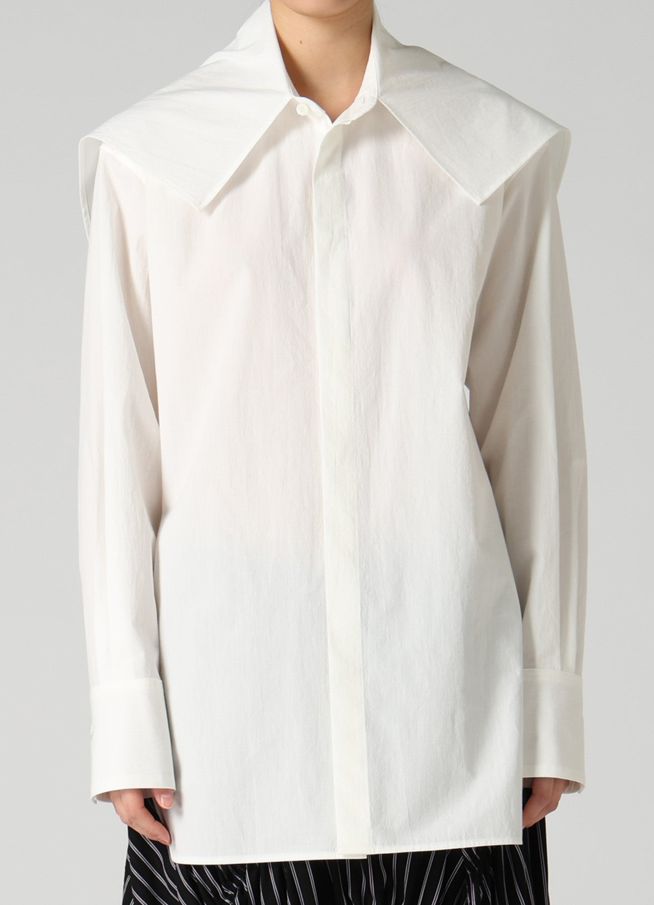 HARD-TWIST DOWNPROOF BIG COLLAR BLOUSE