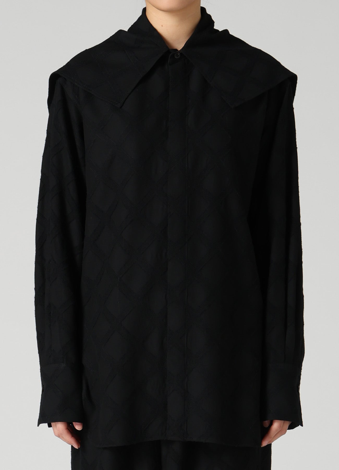 PLAID JACQUARD LARGE COLLAR BLOUSE – THE SHOP YOHJI YAMAMOTO
