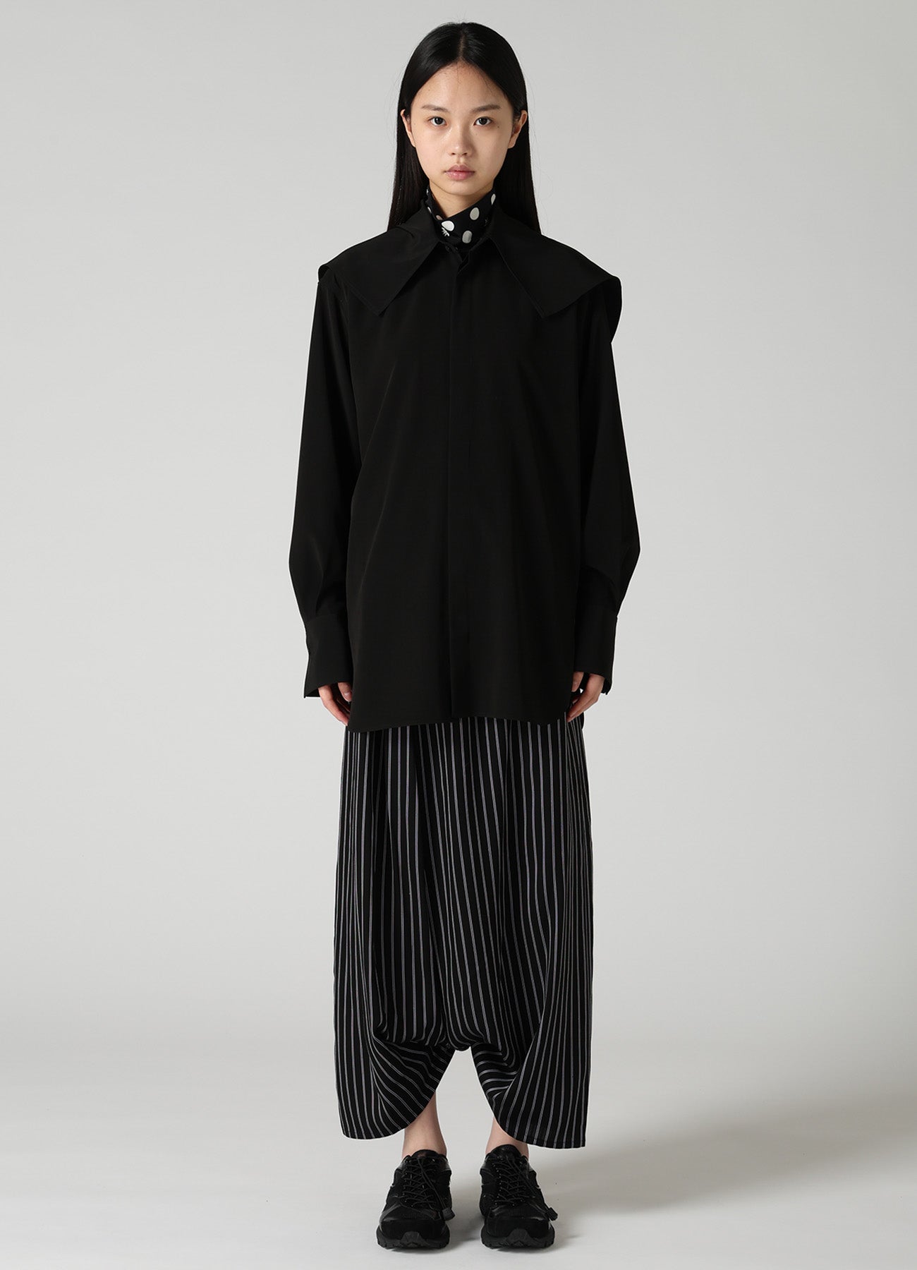 TA/PE SUPER VIYON TUSSER LARGE COLLAR BLOUSE