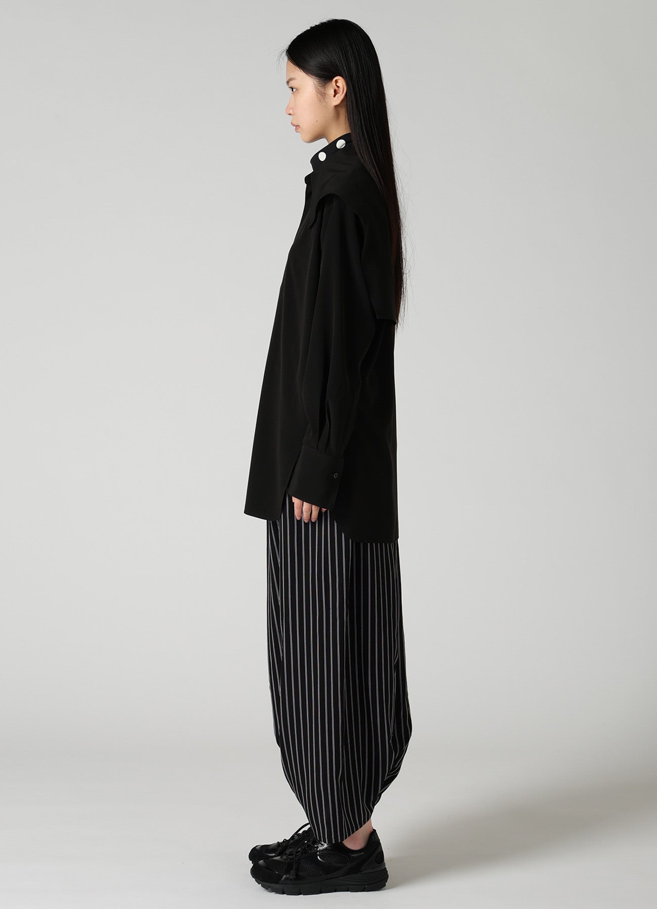 TA/PE SUPER VIYON TUSSER LARGE COLLAR BLOUSE