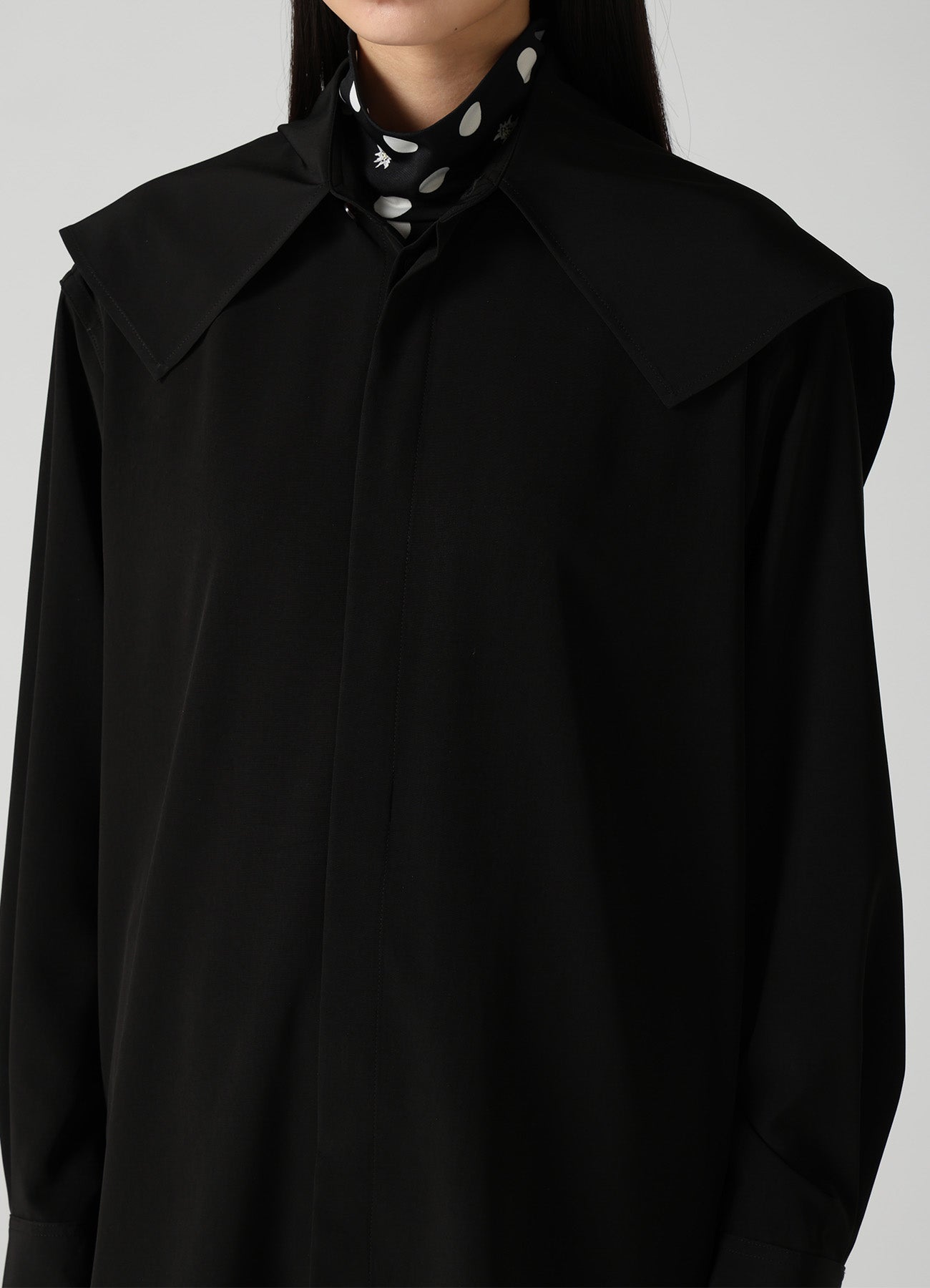 TA/PE SUPER VIYON TUSSER LARGE COLLAR BLOUSE