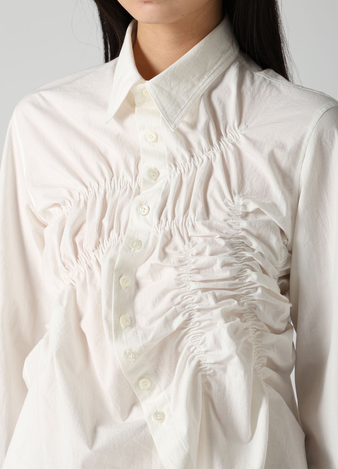 HARD-TWIST DOWNPROOF RANDOM GATHERED BLOUSE – THE SHOP YOHJI YAMAMOTO
