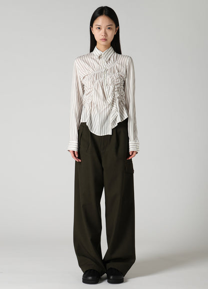 CUPRA STRIPE RANDOM GATHERED BLOUSE