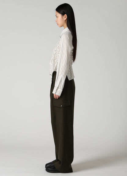 CUPRA STRIPE RANDOM GATHERED BLOUSE