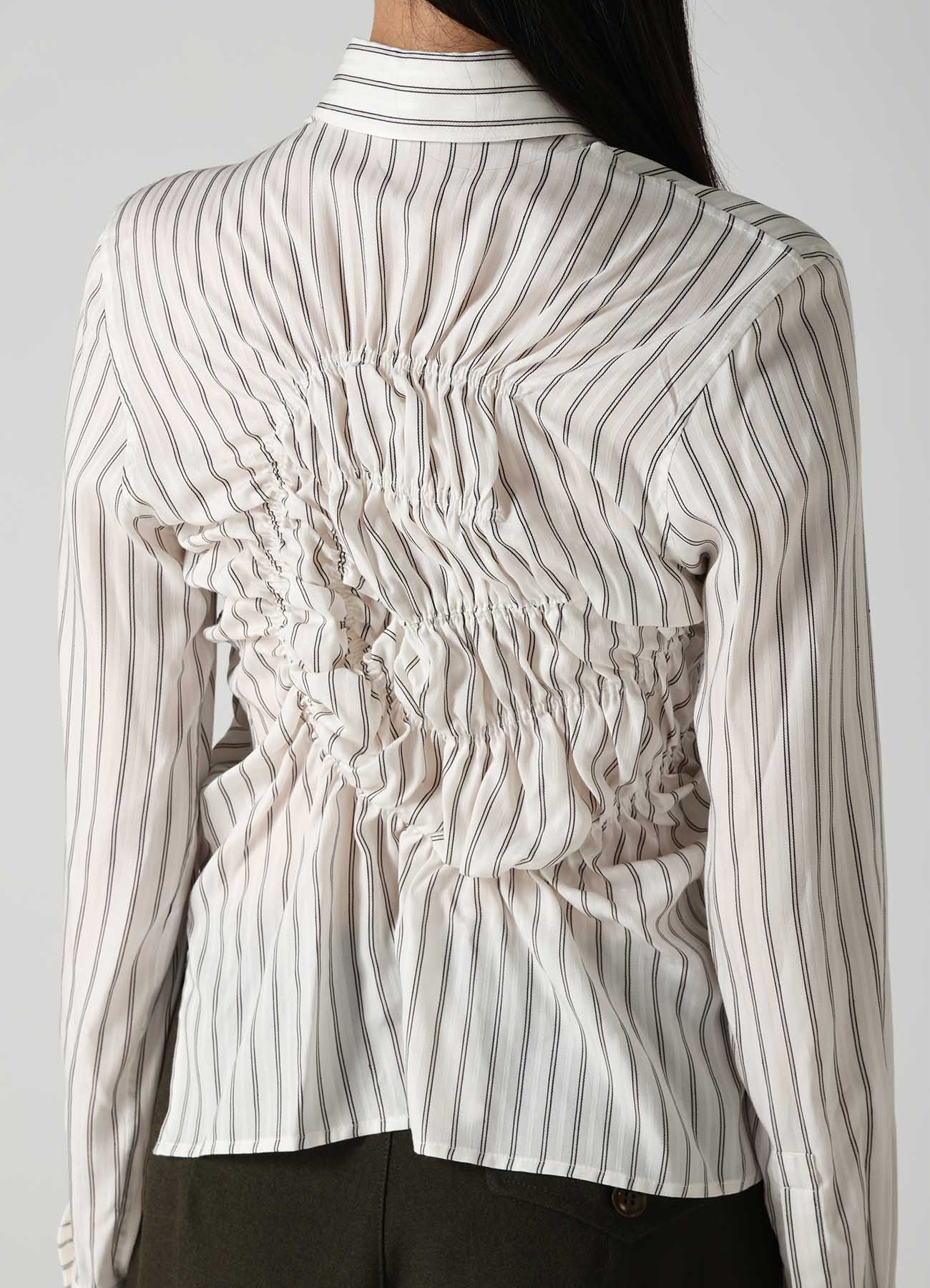 CUPRA STRIPE RANDOM GATHERED BLOUSE
