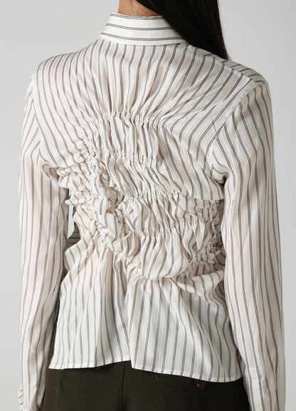 CUPRA STRIPE RANDOM GATHERED BLOUSE
