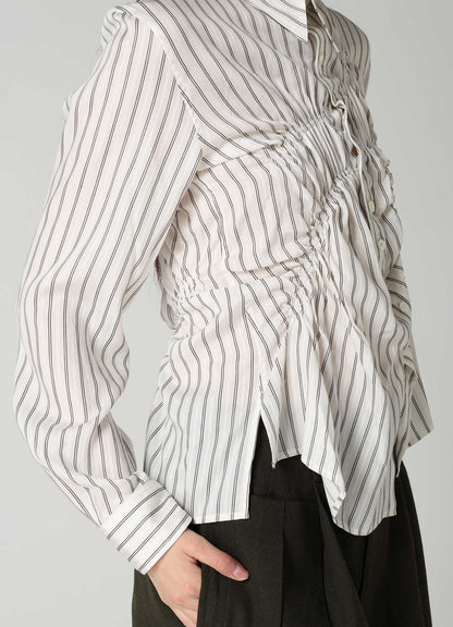 CUPRA STRIPE RANDOM GATHERED BLOUSE