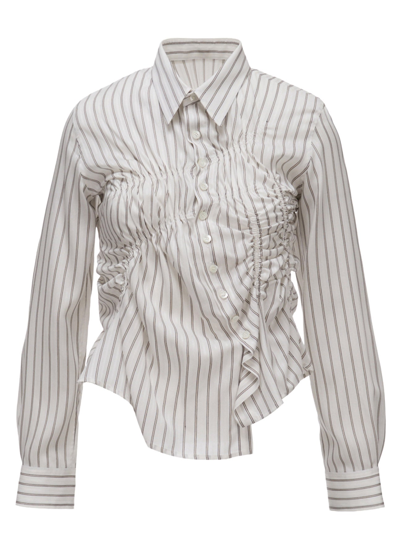 CUPRA STRIPE RANDOM GATHERED BLOUSE