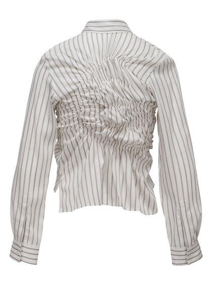 CUPRA STRIPE RANDOM GATHERED BLOUSE