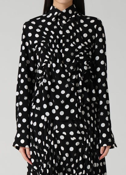 DOT FLOWER PRINT RANDOM GATHERED BLOUSE