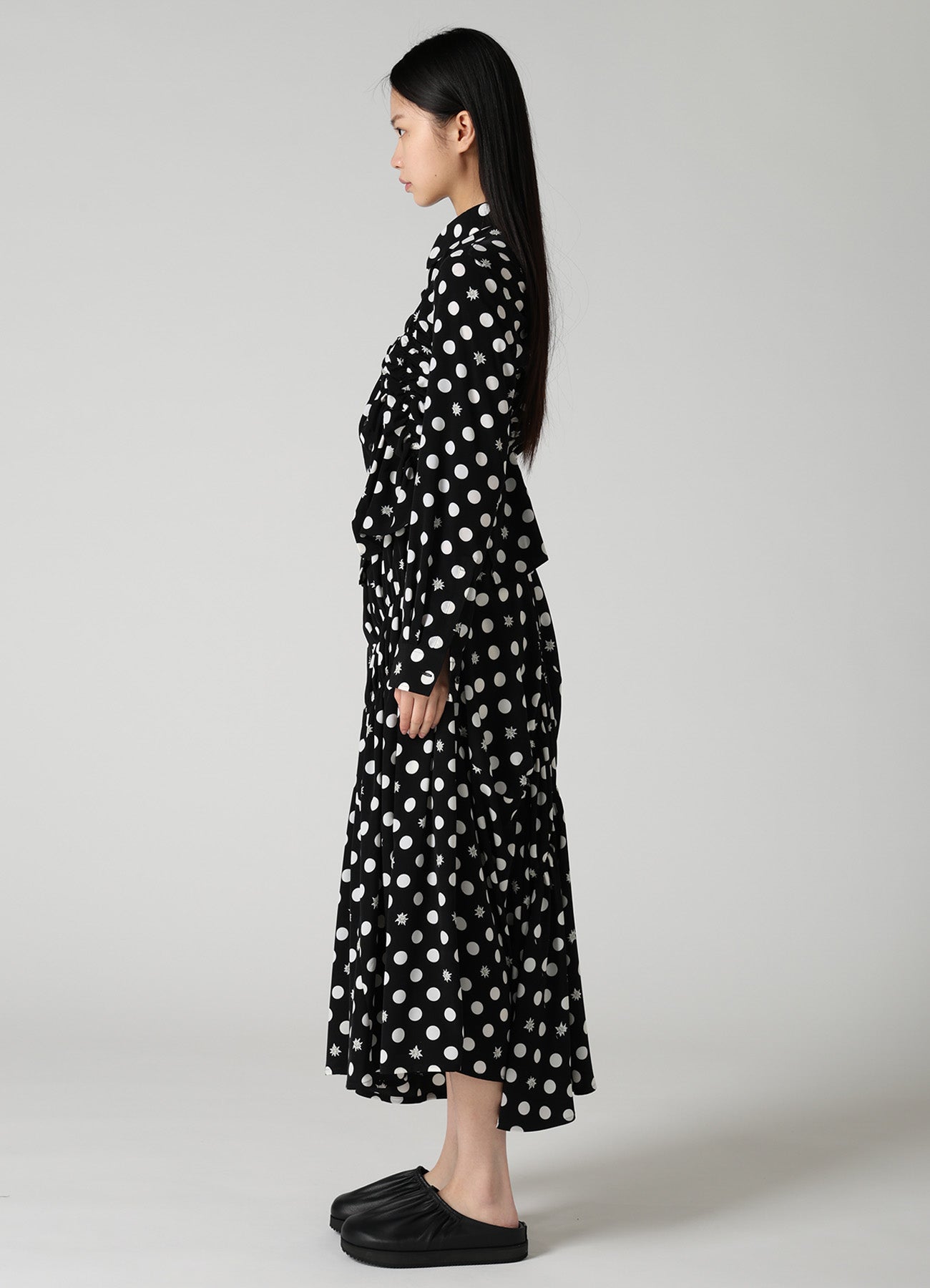 DOT FLOWER PRINT RANDOM GATHERED BLOUSE