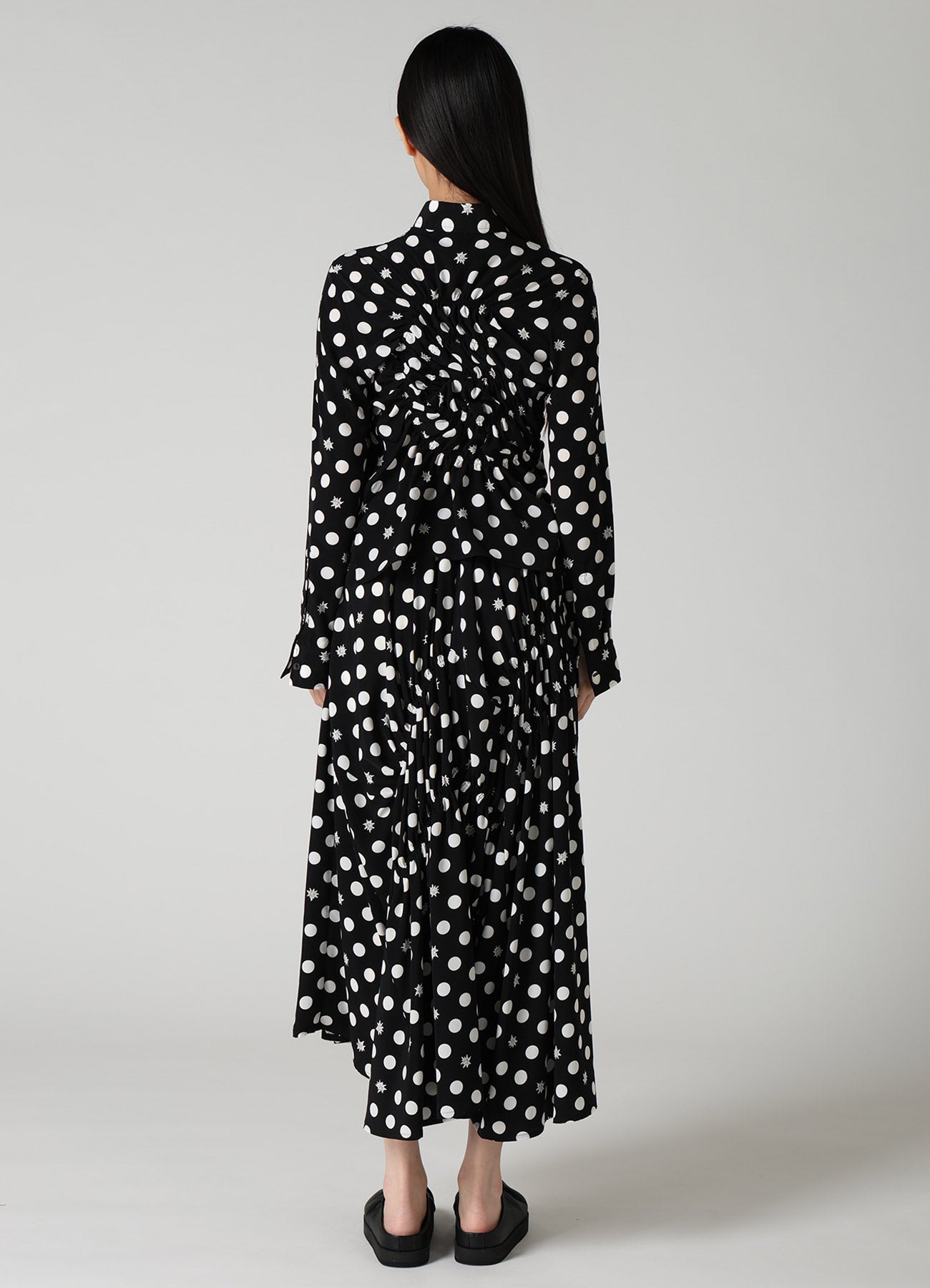 DOT FLOWER PRINT RANDOM GATHERED BLOUSE