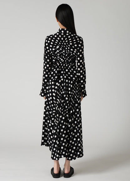 DOT FLOWER PRINT RANDOM GATHERED BLOUSE