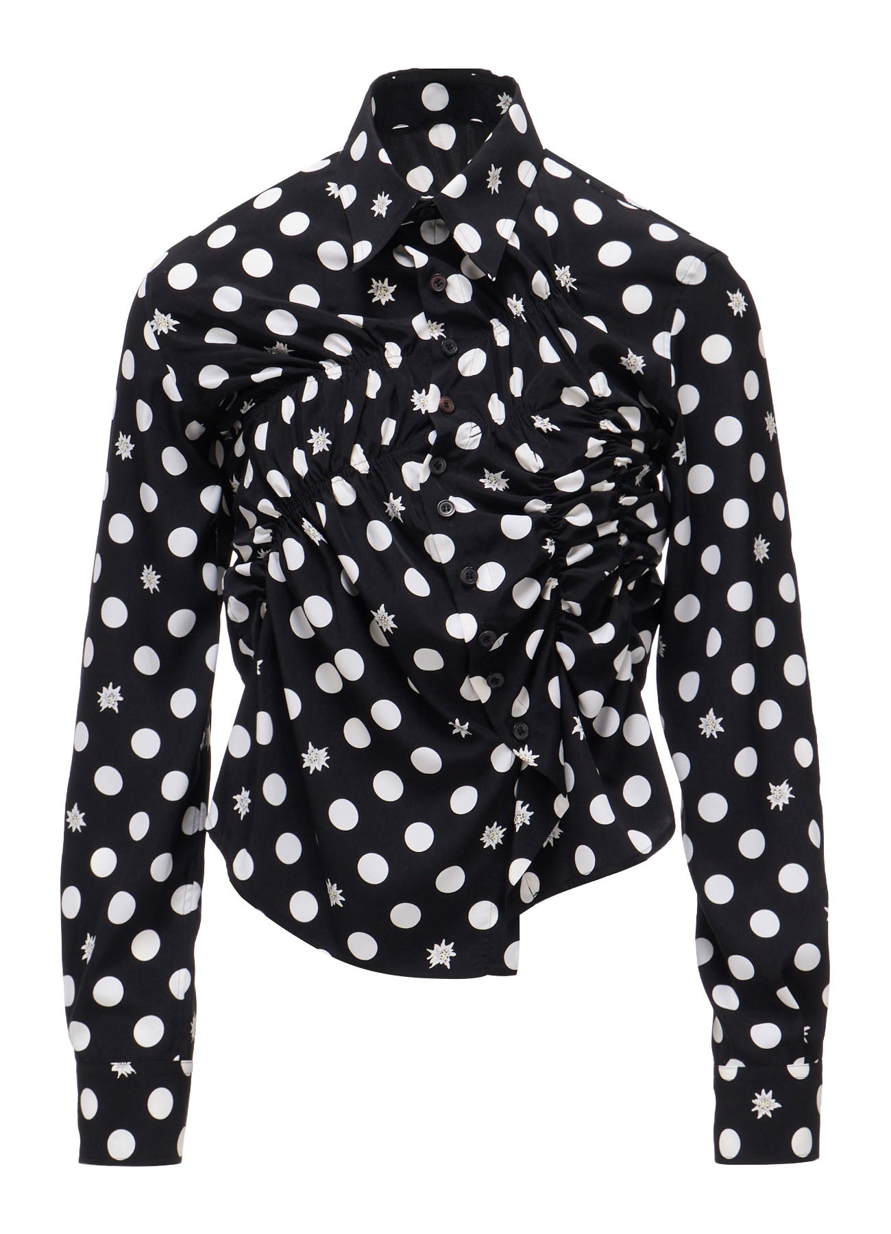 DOT FLOWER PRINT RANDOM GATHERED BLOUSE