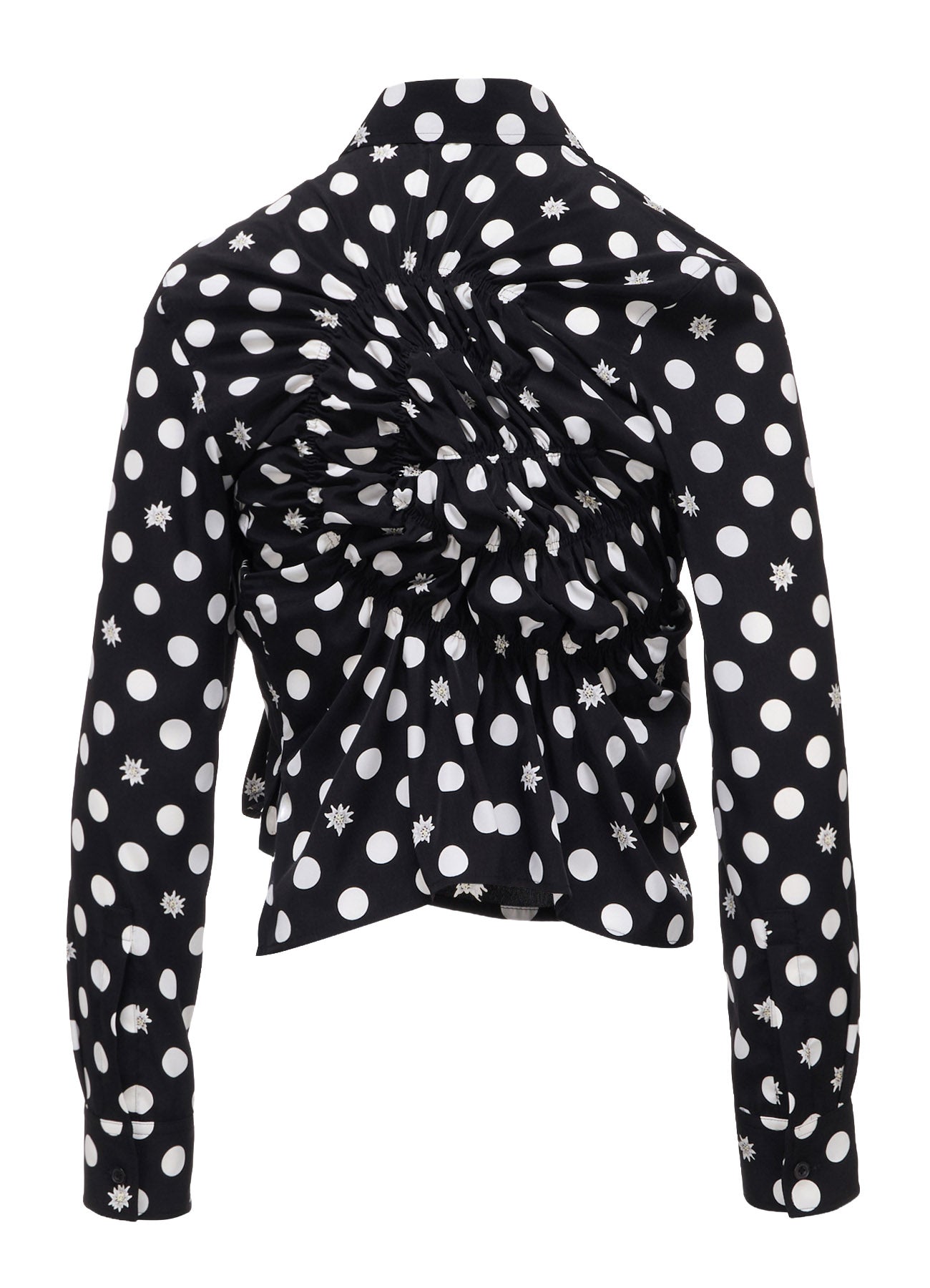 DOT FLOWER PRINT RANDOM GATHERED BLOUSE