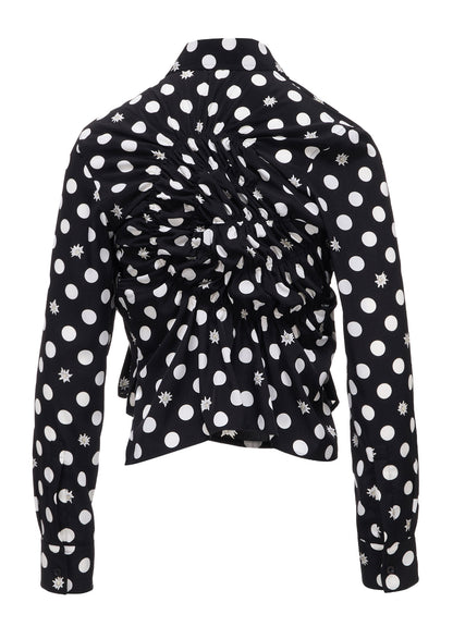 DOT FLOWER PRINT RANDOM GATHERED BLOUSE