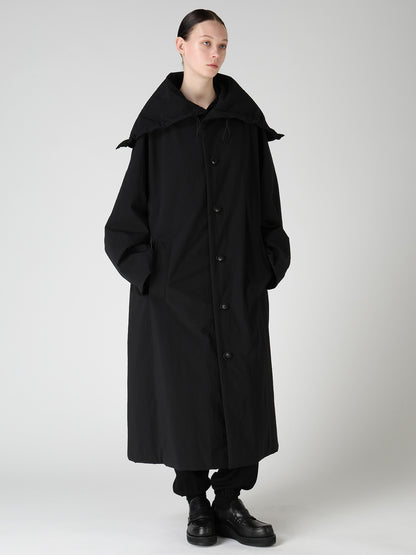 NYLON PADDED TASLAN OXFORD STAND HOODIE COAT