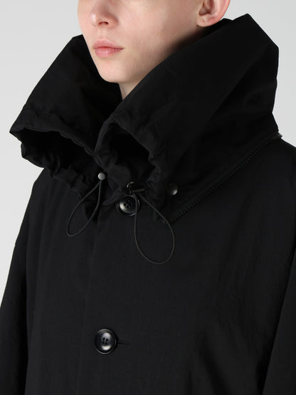 NYLON PADDED TASLAN OXFORD STAND HOODIE COAT