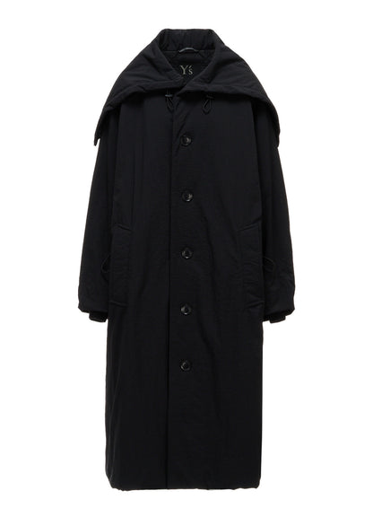 NYLON PADDED TASLAN OXFORD STAND HOODIE COAT