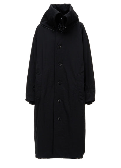 NYLON PADDED TASLAN OXFORD STAND HOODIE COAT